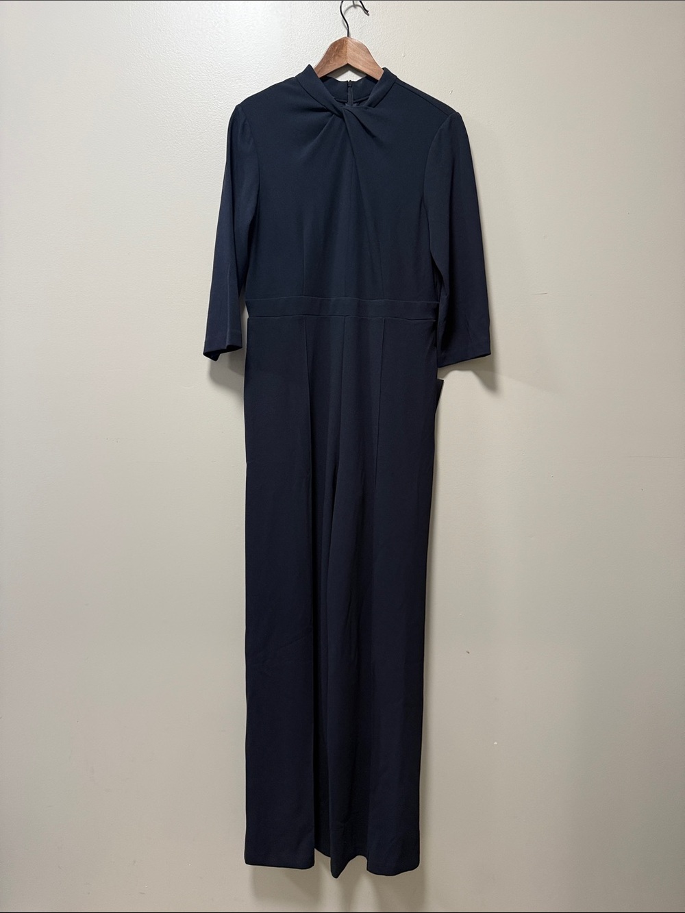 Donna Morgan Marine Navy Twist-Neck Jumpsuit